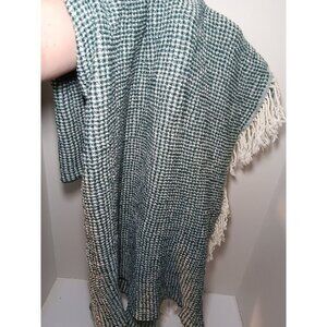 Nido Notte Italy Green White Plaid Fringed Throw Blanket Cotton Acrylic Italia